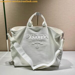 Replica Prada 1BG395 Drill tote Shoulder bag White