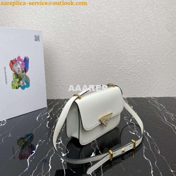 Replica Prada 1BD320 Prada Emblème Saffiano Shoulder Bag White 4