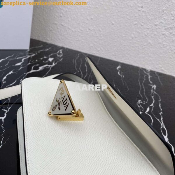 Replica Prada 1BD320 Prada Emblème Saffiano Shoulder Bag White 7