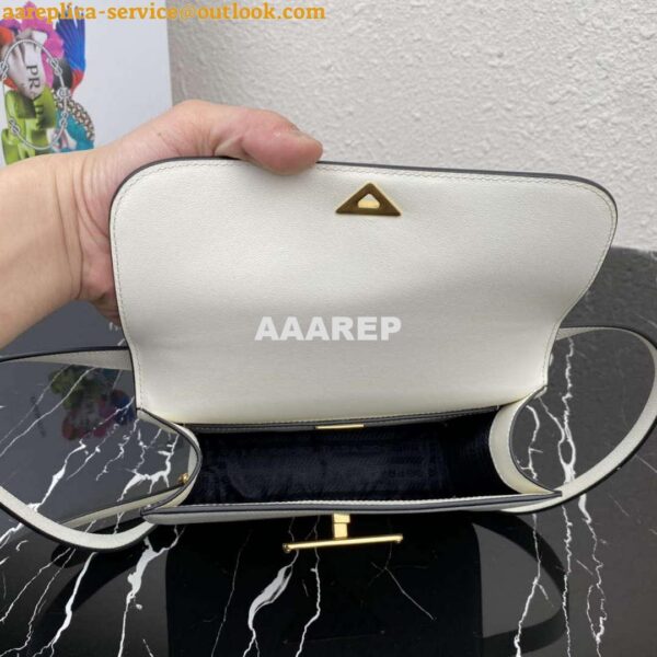 Replica Prada 1BD320 Prada Emblème Saffiano Shoulder Bag White 9