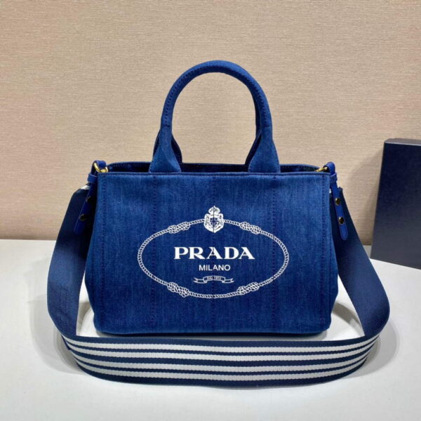 Replica Prada 1BG439 Denim Tote bag Blue 3