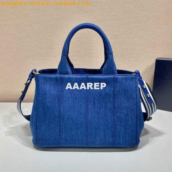 Replica Prada 1BG439 Denim Tote bag Blue 5