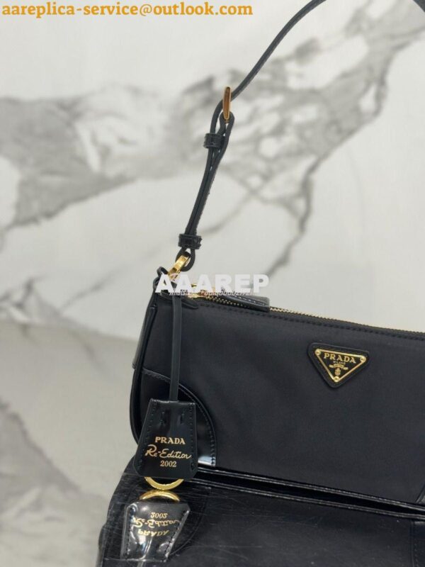 Replica Prada Re-Edition 2002 Re-Nylon and brushed leather shoulder ba 10