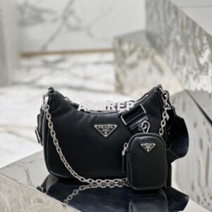 Replica Prada Re-edition 2005 Lambskin Bag 1BH204 Black 2