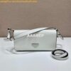 Replica Prada 1BE059 Mini brushed-leather bucket bag White 2