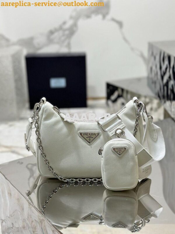 Replica Prada Re-edition 2005 Lambskin Bag 1BH204 White 3