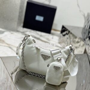 Replica Prada Re-edition 2005 Lambskin Bag 1BH204 White 2