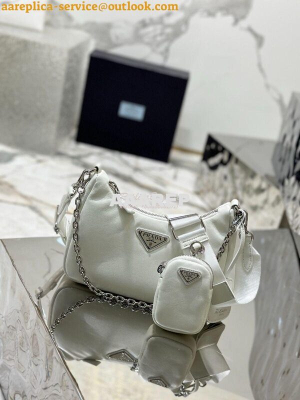 Replica Prada Re-edition 2005 Lambskin Bag 1BH204 White 4