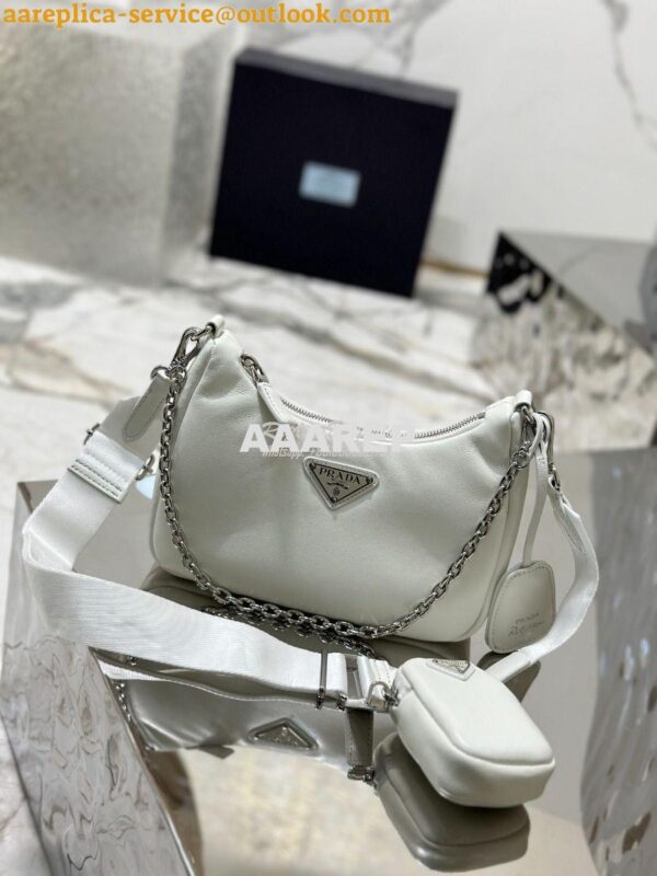 Replica Prada Re-edition 2005 Lambskin Bag 1BH204 White 5