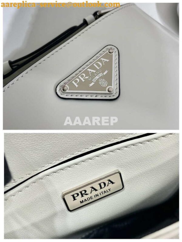 Replica Prada 1BE059 Mini brushed-leather bucket bag White 10