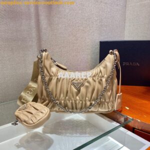 Replica Prada Re-Edition 2005 Nappa Gaufré bag 1BH204 Beige 2