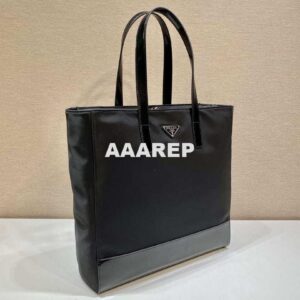 Replica Prada 2VG071 Re-Nylon and Leather tote Black