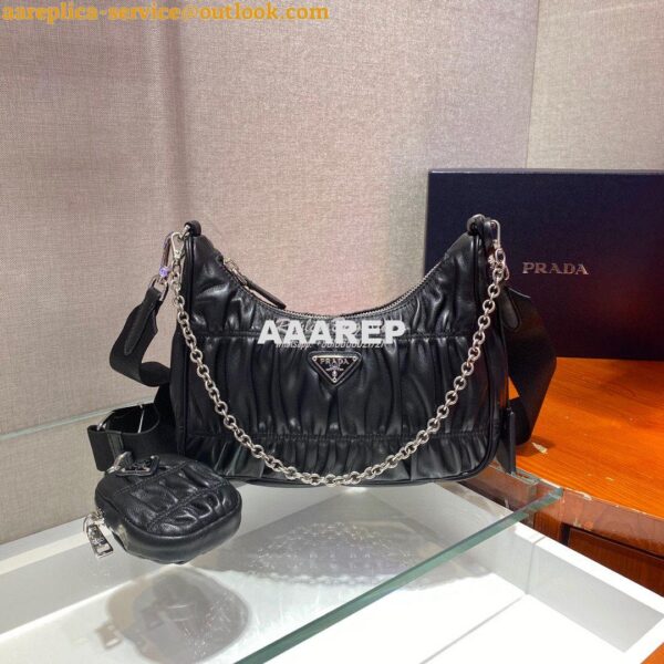 Replica Prada Re-Edition 2005 Nappa Gaufré bag 1BH204 Black 4