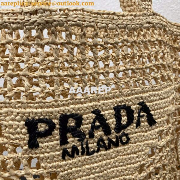 Replica Prada 1BG393 Raffia tote bag Apricot 4