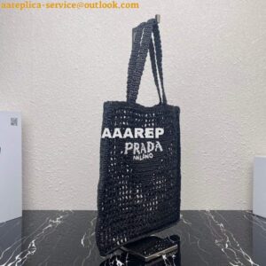 Replica Prada 1BG393 Raffia tote bag Black