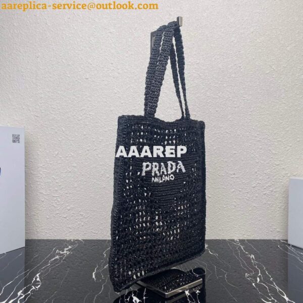 Replica Prada 1BG393 Raffia tote bag Black 3