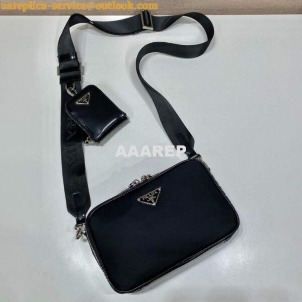 Replica Prada 2VH070 Saffiano nylon leather Prada Brique bag Black 4