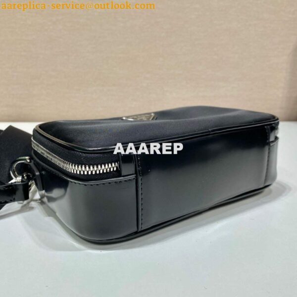 Replica Prada 2VH070 Saffiano nylon leather Prada Brique bag Black 6