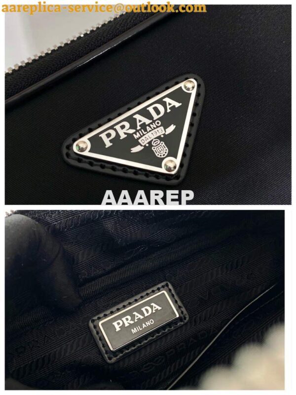 Replica Prada 2VH070 Saffiano nylon leather Prada Brique bag Black 10