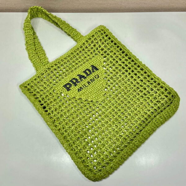 Replica Prada 1BG393 Raffia tote bag Green 3