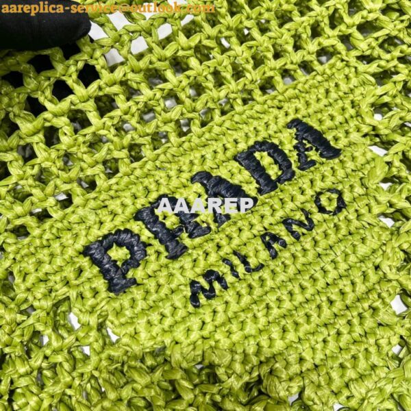 Replica Prada 1BG393 Raffia tote bag Green 5