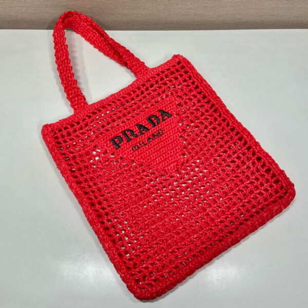 Replica Prada 1BG393 Raffia tote bag Red 3