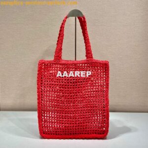 Replica Prada 1BG393 Raffia tote bag Red 2