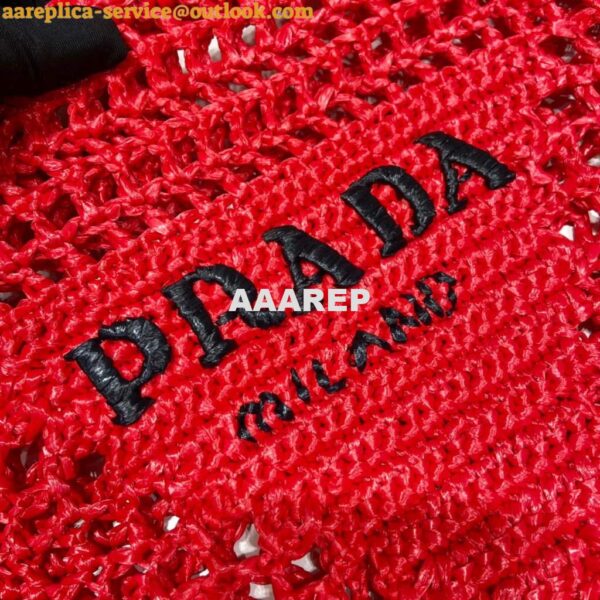 Replica Prada 1BG393 Raffia tote bag Red 6