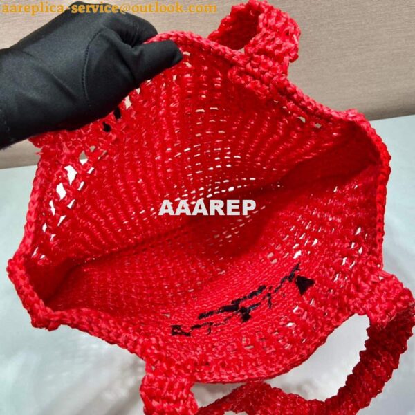 Replica Prada 1BG393 Raffia tote bag Red 8