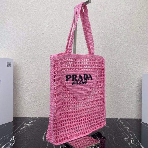 Replica Prada 1BG393 Raffia tote bag Rose red 3