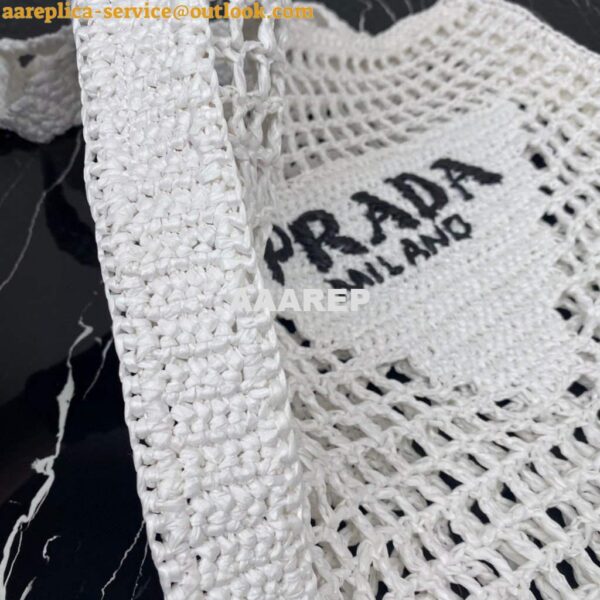 Replica Prada 1BG393 Raffia tote bag White 8