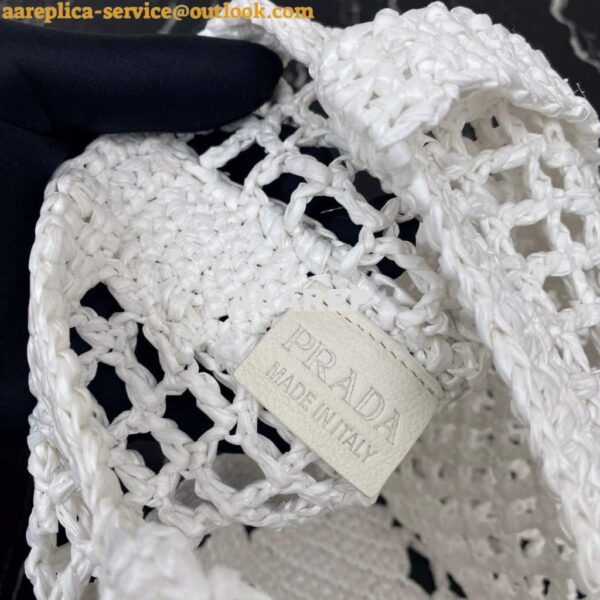 Replica Prada 1BG393 Raffia tote bag White 10