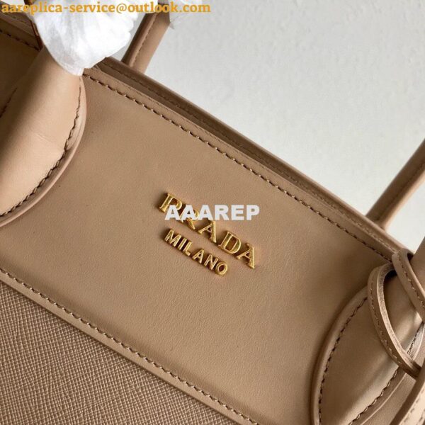 Replica Prada 1BA046 Medium Esplanade Leather Tote Bag Apricot 5