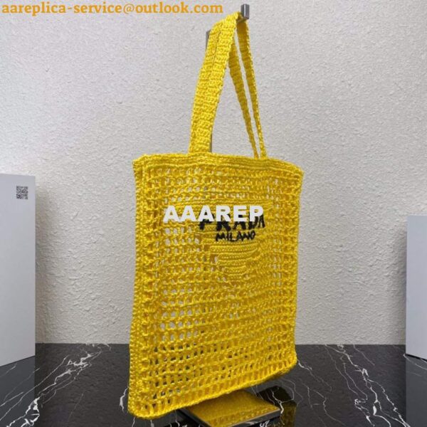 Replica Prada 1BG393 Raffia tote bag Yellow 3