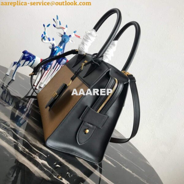 Replica Prada 1BA046 Medium Esplanade Leather Tote Bag Apricot and Black 3