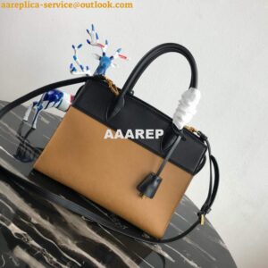 Replica Prada 1BA046 Medium Esplanade Leather Tote Bag Apricot and Black 2