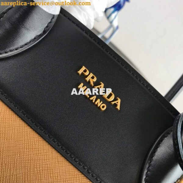 Replica Prada 1BA046 Medium Esplanade Leather Tote Bag Apricot and Black 6