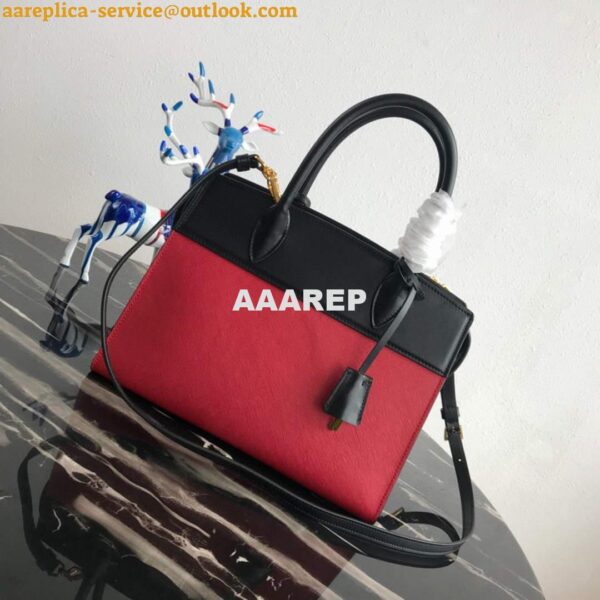 Replica Prada 1BA046 Medium Esplanade Leather Tote Bag Red and Black 4