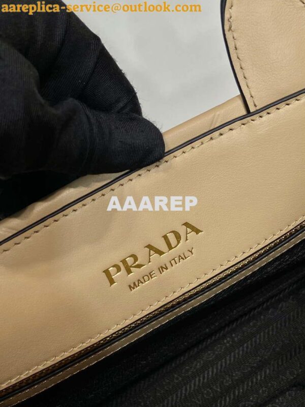 Replica Prada 1BA379 Small leather Prada Symbole bag with topstitching Apricot 10