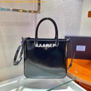 Replica Prada 1BA330 Brushed Leather Tote Bag Black