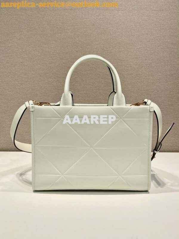 Replica Prada 1BA379 Small leather Prada Symbole bag with topstitching White 5