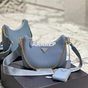 Replica Prada Re-edition 2005 Saffiano Leather Bag 1BH204 Pale Blue 2