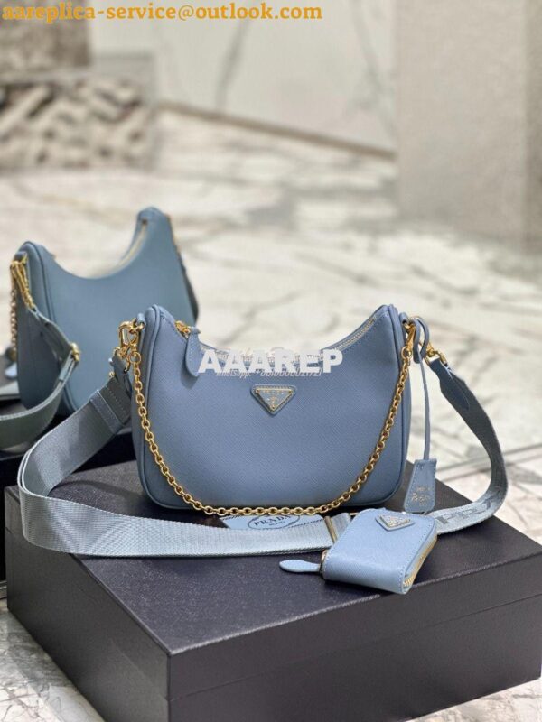 Replica Prada Re-edition 2005 Saffiano Leather Bag 1BH204 Pale Blue 4