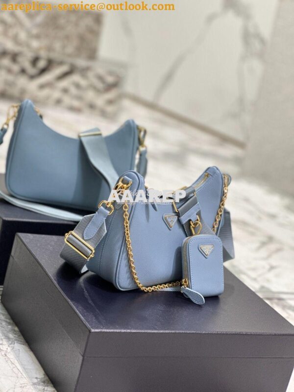 Replica Prada Re-edition 2005 Saffiano Leather Bag 1BH204 Pale Blue 6