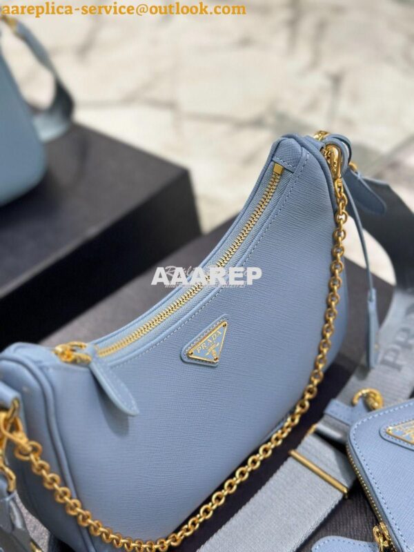 Replica Prada Re-edition 2005 Saffiano Leather Bag 1BH204 Pale Blue 8