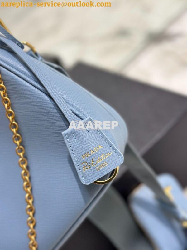 Replica Prada Re-edition 2005 Saffiano Leather Bag 1BH204 Pale Blue 9