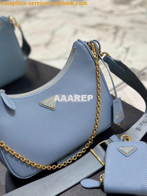 Replica Prada Re-edition 2005 Saffiano Leather Bag 1BH204 Pale Blue 11