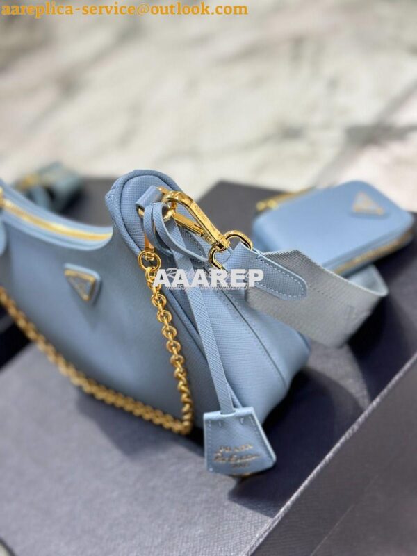 Replica Prada Re-edition 2005 Saffiano Leather Bag 1BH204 Pale Blue 12