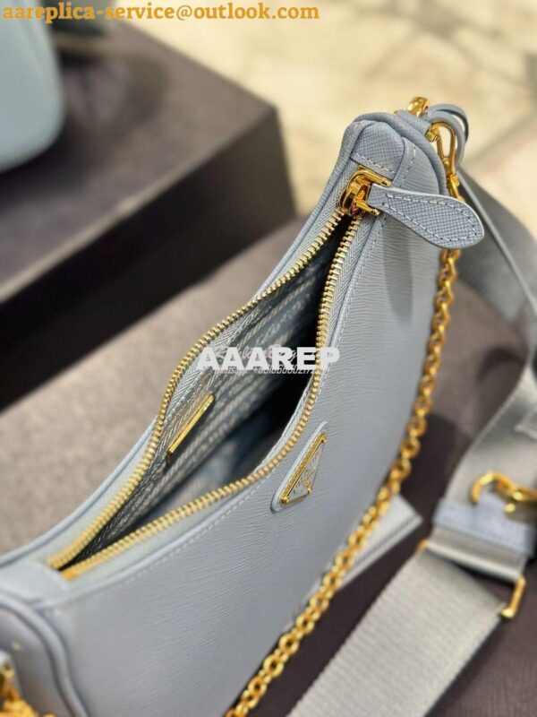 Replica Prada Re-edition 2005 Saffiano Leather Bag 1BH204 Pale Blue 13