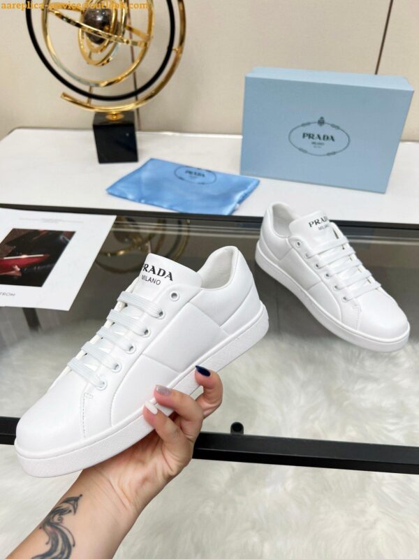 Replica Prada Women's Sneakers in White Nappa Leather 9